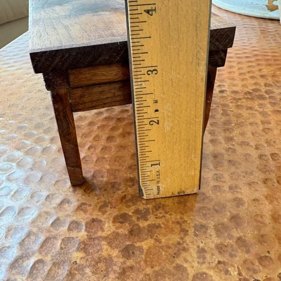 NEW Small Handmade Handcrafted Solid Walnut Wooden Dollhouse Table Plant Stand - Picture 4 of 11